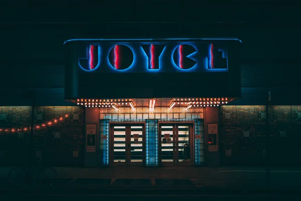 Joyce Theater Neon Sign Night Chelsea Manhattan New York — Stock Photo, Image