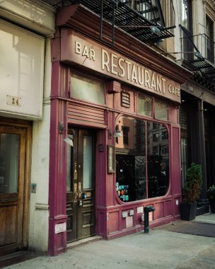 Tribeca, Manhattan, New York 'ta Bar, Restoran, Cafe Vintage tabelası