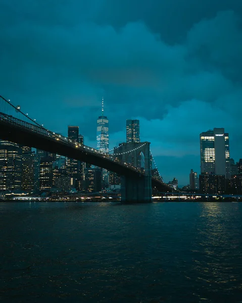 Pohled Panorama Manhattanu Brooklynský Most Dumba Brooklyn New York — Stock fotografie