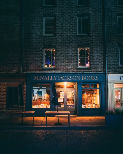 Geceleri Mcnally Jackson Kitapları Liman Manhattan New York — Stok fotoğraf