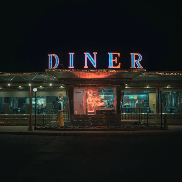 Whately Diner Винтажный Неоновый Знак Ночью Whately Массачусетс — стоковое фото