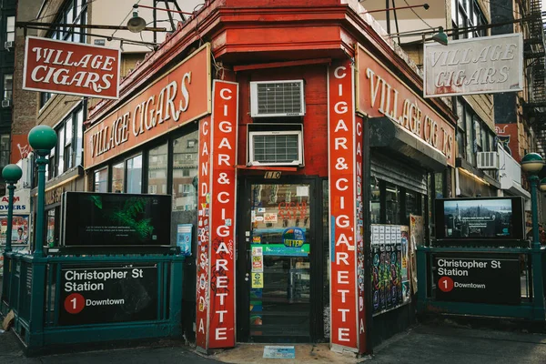 Wioska Cygara Vintage Znak West Village Manhattan Nowy Jork — Zdjęcie stockowe