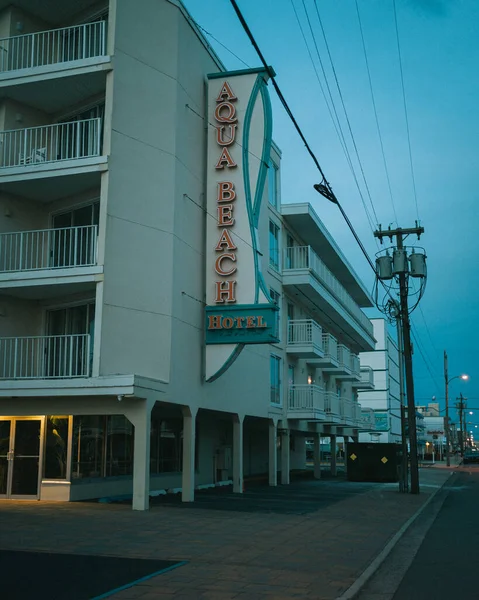Винтажный Знак Отеля Aqua Beach Wildwood Crest Нью Джерси — стоковое фото