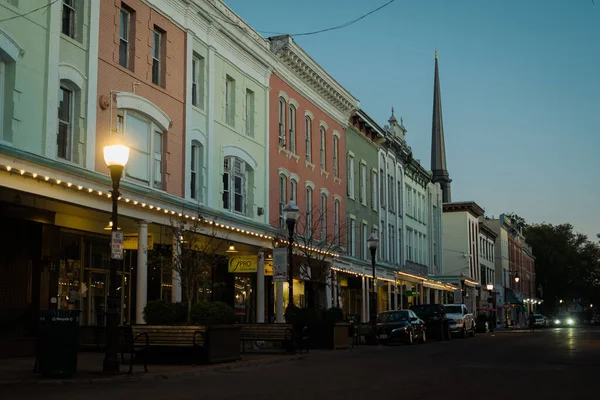 Historic Architecture Wall Street Blue Hour Kingston New York — Stock Photo, Image