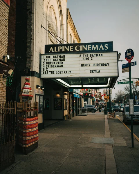 Panneau Vintage Cinéma Alpin Bay Ridge Brooklyn New York — Photo