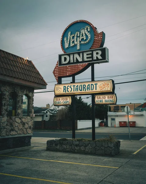 Vegas Diner Restaurant Винтажная Вывеска Норт Уайлдвуд Нью Джерси — стоковое фото