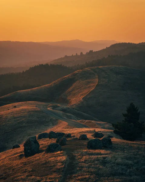 Widok Wzgórza Zachodzie Słońca Góry Tamalpais Kalifornia — Zdjęcie stockowe