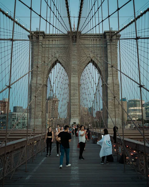 Brooklyn Bridge Pedestrian Walkway Manhattan Nova Iorque — Fotografia de Stock