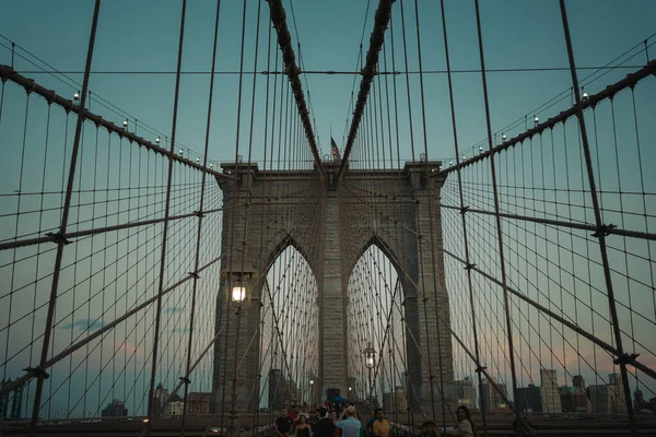 Brooklyn Bridge Pedestrian Walkway Manhattan Nova Iorque — Fotografia de Stock