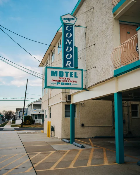 Znak Rocznika Motelu Condor North Wildwood New Jersey — Zdjęcie stockowe