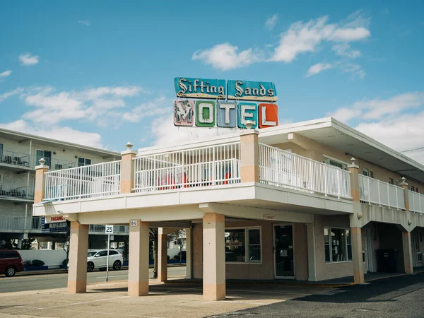 Przesiewanie Sands Motel Vintage Znak Ocean City New Jersey — Zdjęcie stockowe