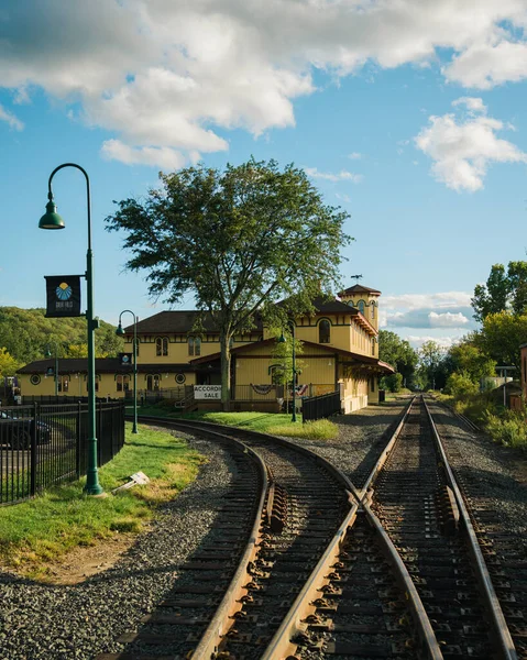 カナンユニオン デポ博物館と鉄道線路 カナン コネチカット州 — ストック写真