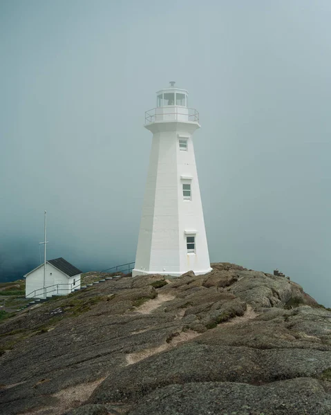 Faro Cape Spear Niebla Johns Terranova Labrador Canadá — Foto de Stock