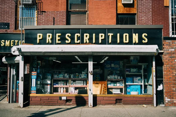 Vintage Receptiebord Bij Stuart Slater Pharmacy Williamsburg Brooklyn New York — Stockfoto