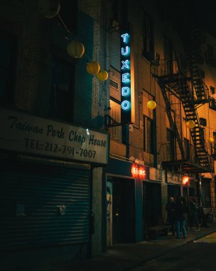 Çin smokini neon tabelası, Çin Mahallesi, Manhattan, New York