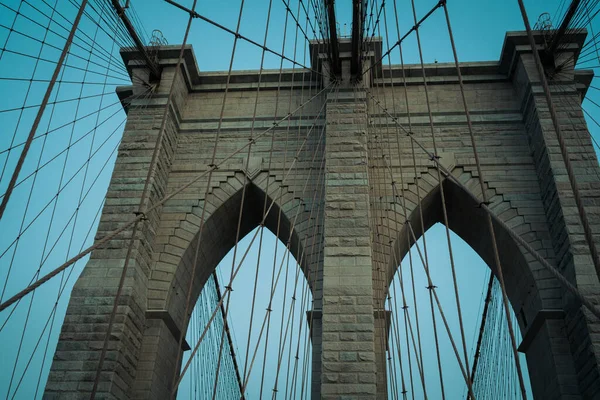Detalhes Arquitetônicos Ponte Brooklyn Manhattan Nova York — Fotografia de Stock