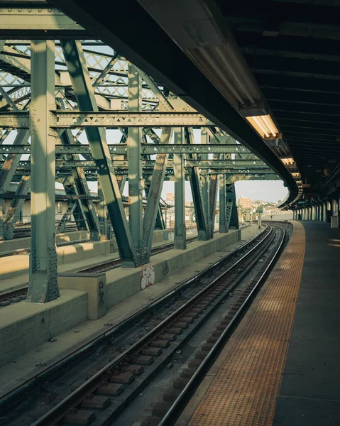 Trilhas Metrô Smith 9Th Street Station Brooklyn Nova York — Fotografia de Stock