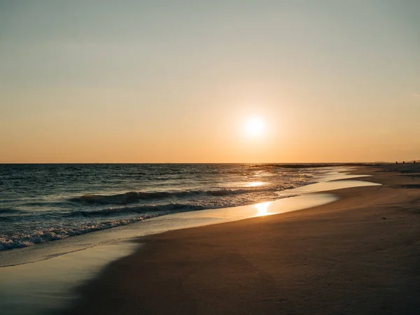 Puesta Sol Sobre Océano Atlántico Long Beach Nueva York —  Fotos de Stock