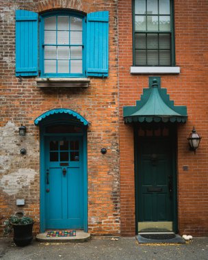 Hunts Lane 'in mimari detayları, Brooklyn Heights, Brooklyn, New York