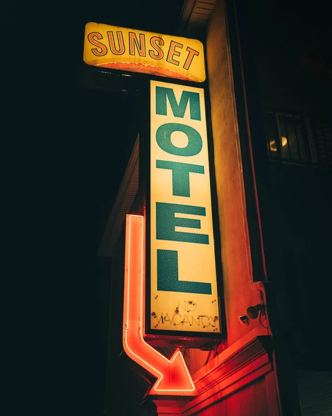 Sunset Motel Vinobraní Znamení Noci Seaside Heights New Jersey — Stock fotografie