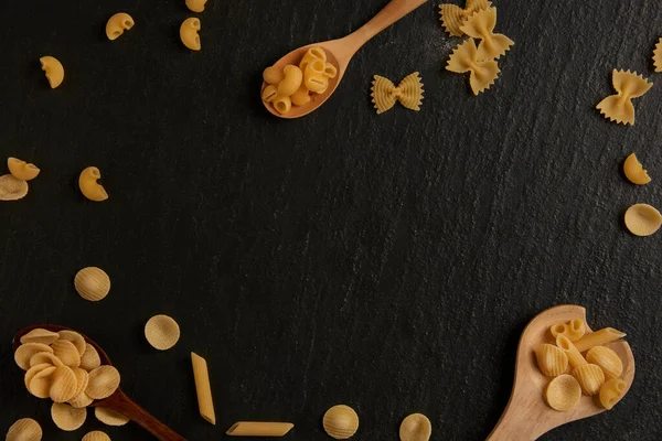 Pasta Concept Some Various Kinds Pasta Put Small Bowl Some — Stock Photo, Image