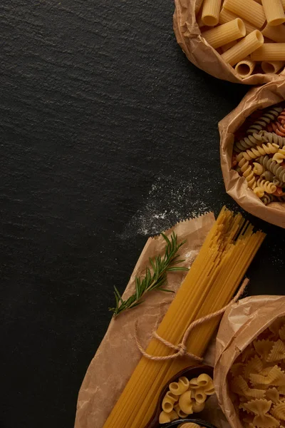 Pasta Concept Some Kinds Pasta Placed Paper Bag Some Placed — Stock Photo, Image