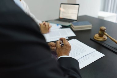 Lawyer and legal concept, Senior lawyer explain contract and give legal advice to businessman.