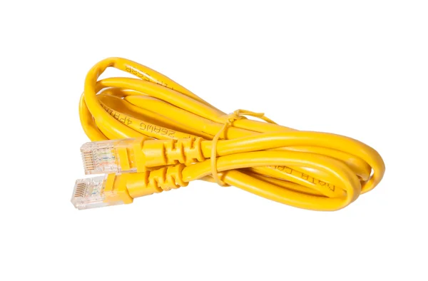 Rj45 jack with yellow cable — Stock Photo, Image