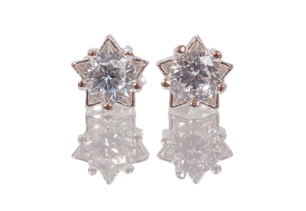 Cubic zirconia earrings — Stock Photo, Image