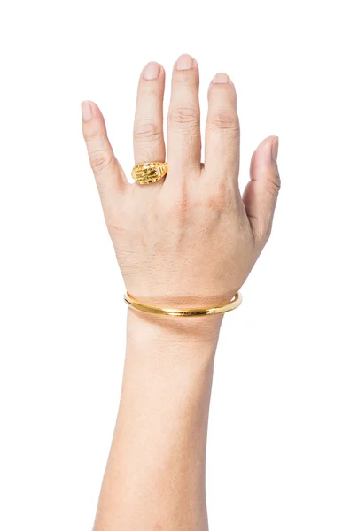 Golden bracelet and ring — Stock Photo, Image