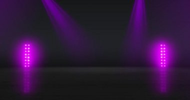 Sahne arkası animasyonu. Siyah arka planda mor neon ışıklar. Alan arkaplanını kopyala Pembe parlıyor