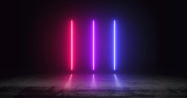 Yansımalı kırmızı, mor ve mavi neon ışıklar
