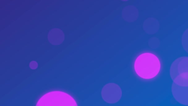 蓝色背景动画中的镜头闪光灯或粒子 紫色圆圈 — 图库视频影像