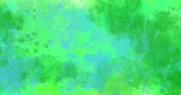 Animación Fondo Acuarela Verde Salpicadura Pintura — Vídeos de Stock