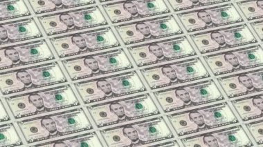 Beş dolarlık banknotlar taşınıyor. USD arka planı. Nakit para