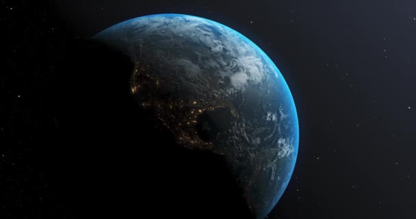 Globo Terra Rotação Espacial Movimento Esfera Mundial Planeta Azul Com — Vídeo de Stock