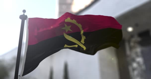 Bandera Nacional Angola Angola País Ondeando Bandera Ilustración Política Noticias — Vídeo de stock