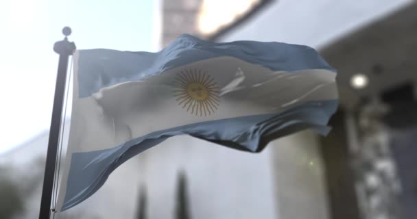 Argentinsk Nationalflagga Argentina Land Viftar Flagga Politik Och Nyheter Illustration — Stockvideo