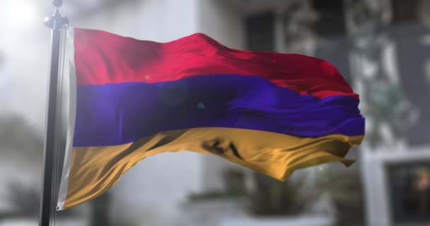 Государственный Флаг Армении Армения Размахивает Флагом Политика Новостная Иллюстрация — стоковое видео