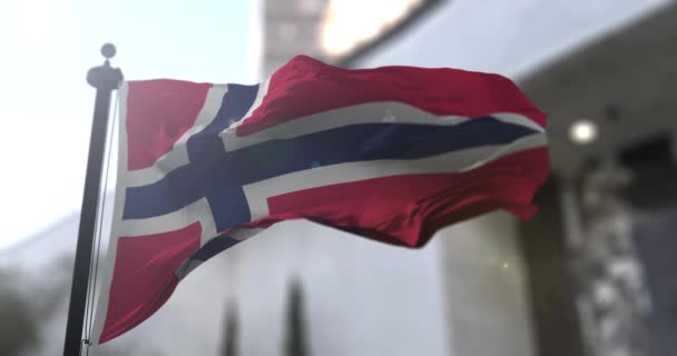 Bandiera Nazionale Norvegese Norvegia Paese Sventola Bandiera Politica Illustrazione Notizie — Video Stock