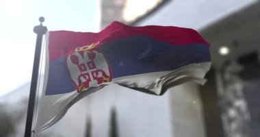 Sırp ulusal bayrağı. Sırbistan ülkesi bayrak sallıyor. Politika ve haber illüstrasyonu