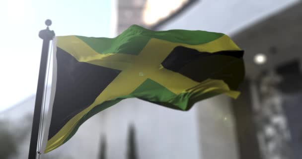 Jamaikas Nationalflagge Weht Regierungspolitik Und Ländernachrichten — Stockvideo