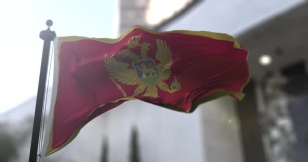 Montenegros Nationella Flagga Vinkar Regeringspolitik Och Land Nyheter Illustration — Stockvideo