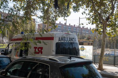Barselona, İspanya - 5 Kasım 2021: Ambulanslar TSC aracı, Illustrative Editorial.