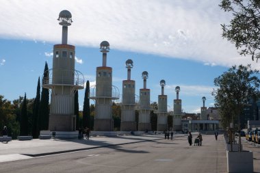 Barselona, İspanya - 5 Kasım 2021: Parc de l 'Espanya Industrial. Barcelona 'daki halk parkı, Katalonya, Illustrative Editorial.