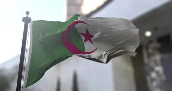 アルジェリア国旗 アルジェリア国は旗を振っている 政治とニュース 3Dイラスト — ストック写真