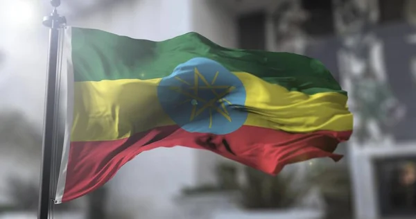 Bandeira Nacional Etiópia País Etíope Acenando Bandeira Ilustração Política Notícias — Fotografia de Stock