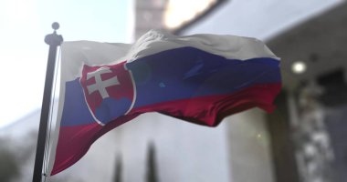 Slovakya ulusal bayrağı. Slovakya bayrağı sallıyor. Politika ve haber illüstrasyonu.