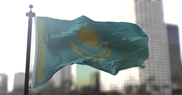 Bandiera Nazionale Del Kazakistan Paese Kazako Sventola Bandiera Politica Illustrazione — Foto Stock