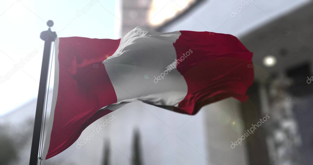 Peru national flag. Peruvian country waving flag. Politics and news illustration.